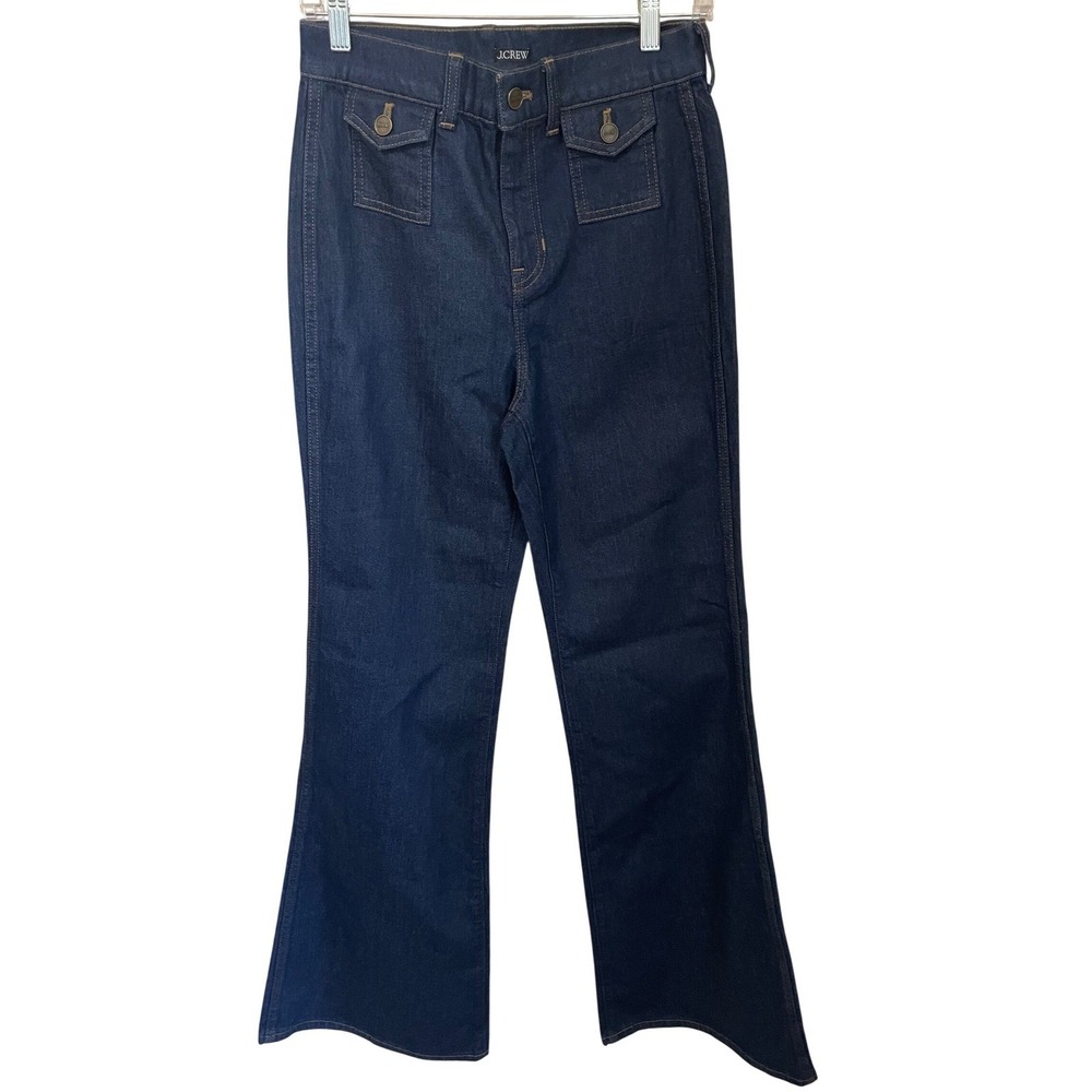 J.Crew Vintage Flare Jeans Flap Pockets Dark Indigo Size 26